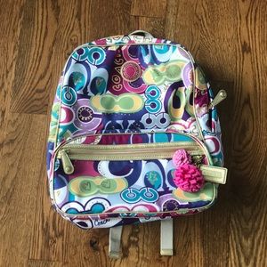 Coach backpack gold and multicolored